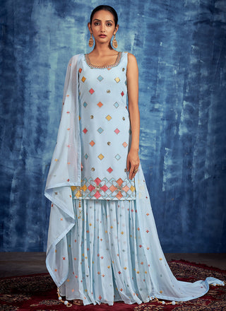 Georgette Straight Salwar Kameez For Engagement Clothsvilla