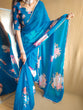 Load image into Gallery viewer, Firozi Color Printed With Peral Lace Border Georgette Stylist Saree Clothsvilla