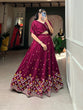 Load image into Gallery viewer, Wine Color Thread Embroidery Work Vichitra Silk Lehenga Choli Clothsvilla