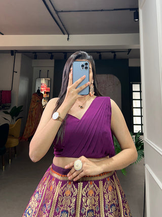 Purple Color Zari Weaving Work Banarasi Silk Lehenga Choli Clothsvilla