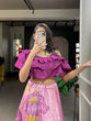 Load image into Gallery viewer, Lavender Color Digital Print With Foil Work Zari Satin Co-ord Set Lehenga Choli ClothsVilla
