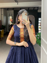 Load image into Gallery viewer, Navy Blue Color Zari Weaving Work Narayan Pet (Cotton) Dress Clothsvilla