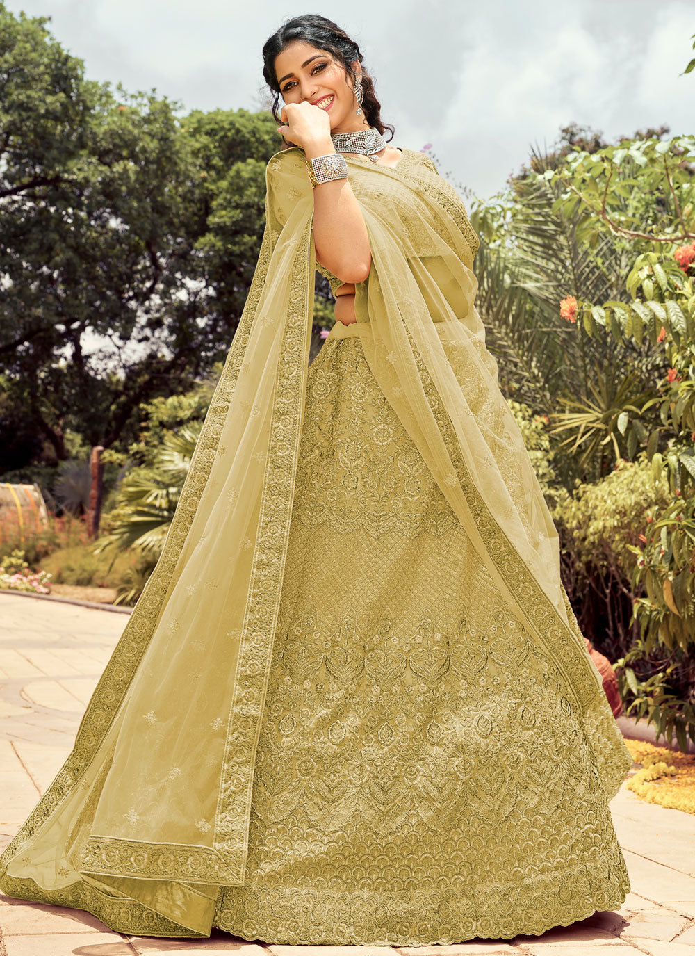 Green Mehndi Lehenga Choli Clothsvilla