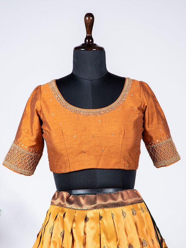 Mustard Color Zari Weaving Work Jacquard Lehenga Choli Clothsvilla