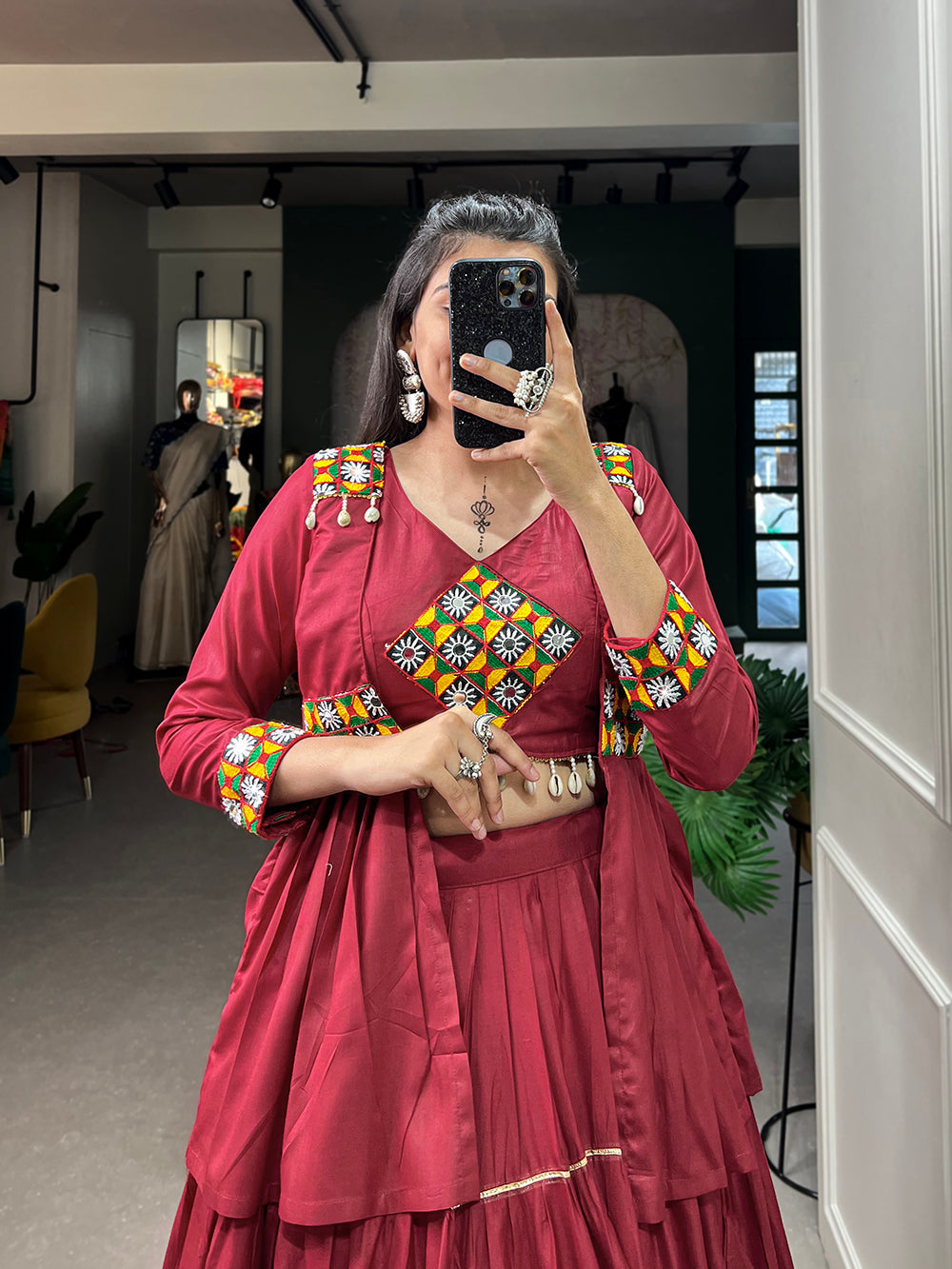 Maroon Color Plain With Gota Patti Rayon Chaniya Choli ClothsVilla
