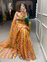 Load image into Gallery viewer, Chiku Color Zari Weaving Work Organza Saree Clothsvilla