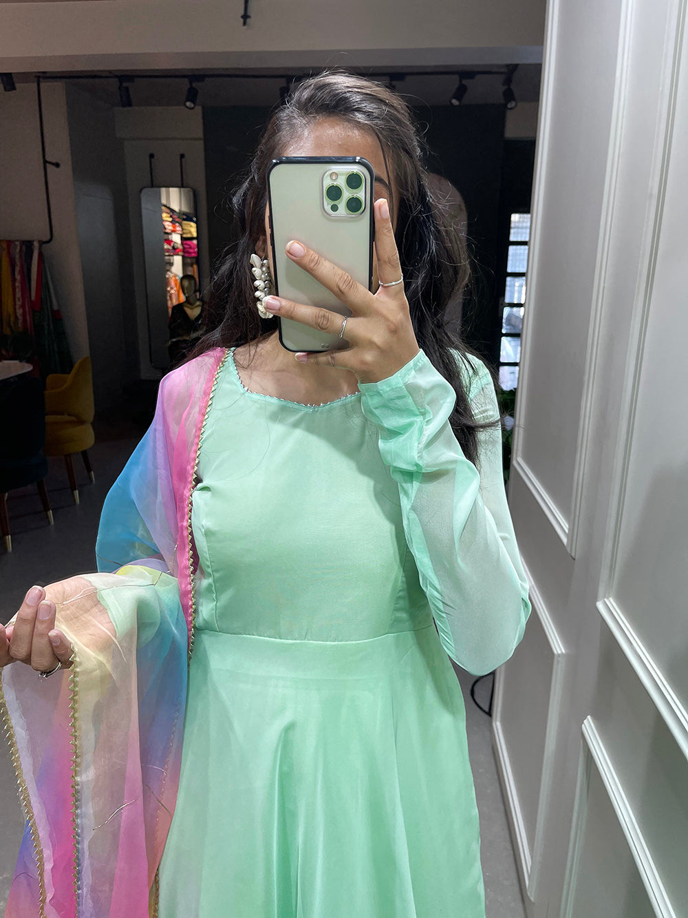 Pista Color Simple Soft Organza Gown Clothsvilla