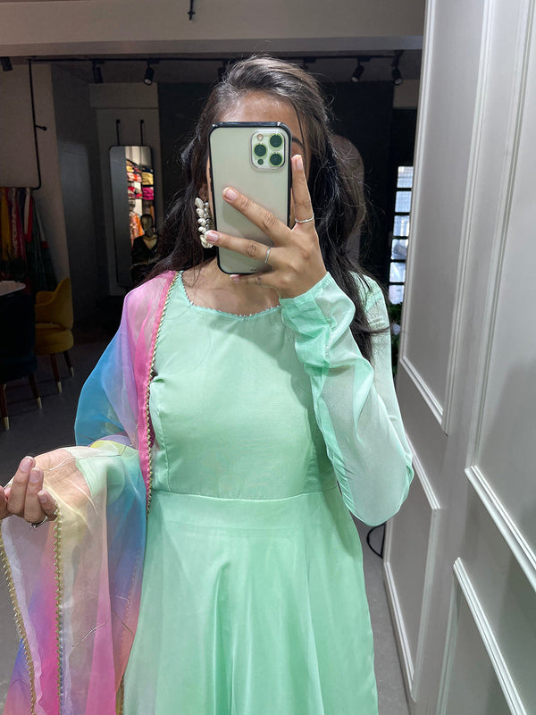 Pista Color Simple Soft Organza Gown Clothsvilla