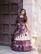 Load image into Gallery viewer, Wine Color Printed With Foil Work Dola Silk Lehenga Choli ClothsVilla.com