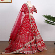 Load image into Gallery viewer, Red Sequins Embroidered Georgette Lehenga Choli Clothsvilla