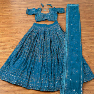 Morpich Sequins Embroidered Georgette Lehenga Choli Clothsvilla