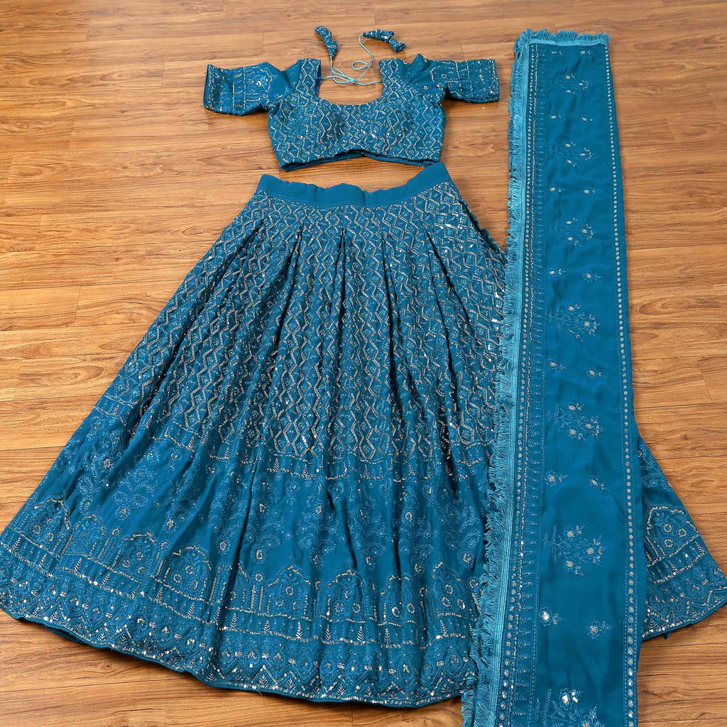 Morpich Sequins Embroidered Georgette Lehenga Choli Clothsvilla