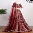 Load image into Gallery viewer, Maroon Embroidered Satin Lehenga Choli Clothsvilla