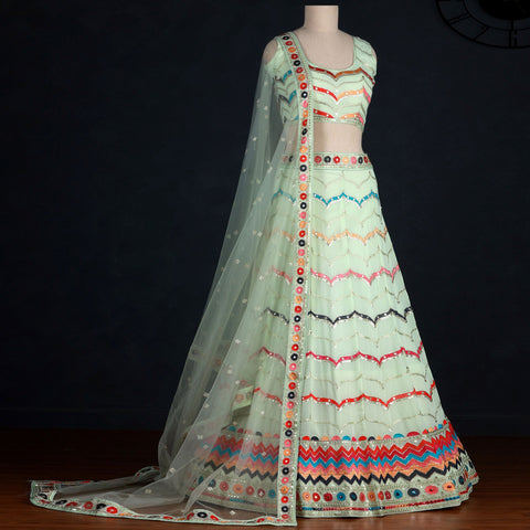 Pista Sequins Embroidered Georgette Lehenga Choli Clothsvilla Main image
