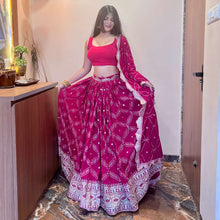 Load image into Gallery viewer, Pink Floral Sequins Embroidered Georgette Lehenga Choli Clothsvilla
