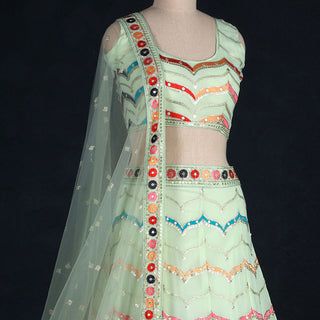 Pista Sequins Embroidered Georgette Lehenga Choli Clothsvilla