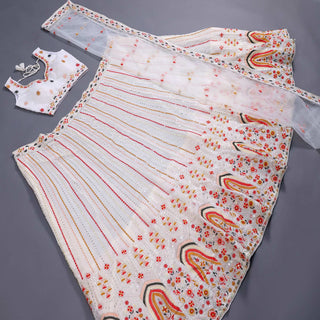 White Sequins Embroidered Georgette Lehenga Choli Clothsvilla