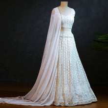 Load image into Gallery viewer, White Sequins Embroidered Georgette Lehenga Choli Clothsvilla