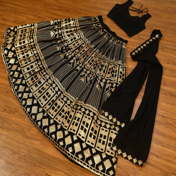 Black Embroidered Georgette Lehenga Choli Clothsvilla