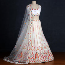 Load image into Gallery viewer, White Sequins Embroidered Georgette Lehenga Choli Clothsvilla