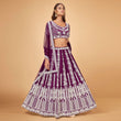 Load image into Gallery viewer, Purple Floral Embroidered Chiffon Lehenga Choli Clothsvilla