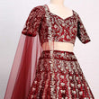 Load image into Gallery viewer, Maroon Embroidered Satin Lehenga Choli Clothsvilla