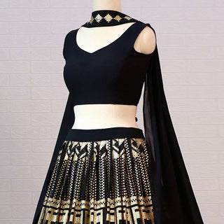 Black Embroidered Georgette Lehenga Choli Clothsvilla
