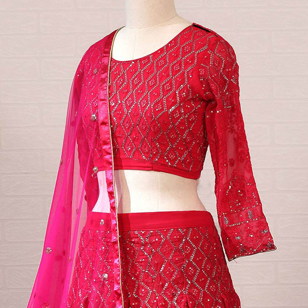 Pink Sequins Embroidered Georgette Lehenga Choli Clothsvilla