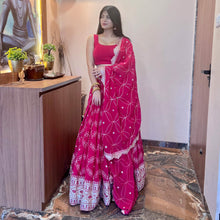 Load image into Gallery viewer, Pink Floral Sequins Embroidered Georgette Lehenga Choli Clothsvilla