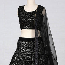Load image into Gallery viewer, Black Sequins Embroidered Georgette Lehenga Choli Clothsvilla
