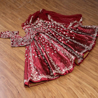 Maroon Embroidered Satin Lehenga Choli Clothsvilla