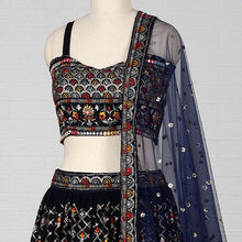 Load image into Gallery viewer, Navy Blue Sequins Embroidered Georgette Lehenga Choli Clothsvilla