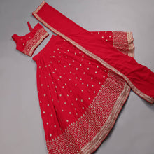 Load image into Gallery viewer, Red Embroidered Georgette Lehenga Choli Clothsvilla