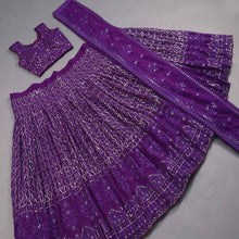 Load image into Gallery viewer, Purple Sequins Embroidered Georgette Lehenga Choli Clothsvilla