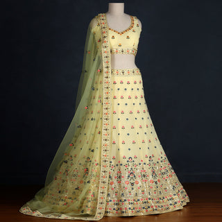 Yellow Sequins Embroidered Georgette Lehenga Choli Clothsvilla