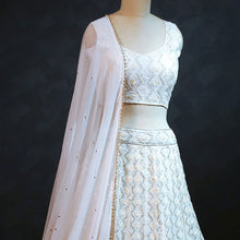 Load image into Gallery viewer, White Sequins Embroidered Georgette Lehenga Choli Clothsvilla