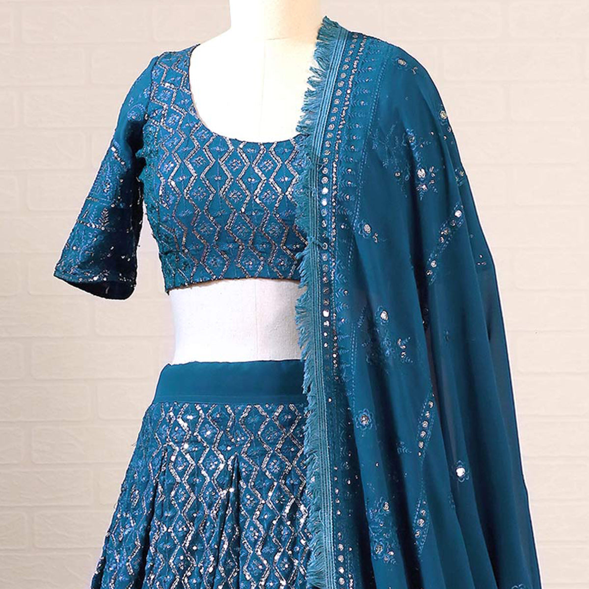 Morpich Sequins Embroidered Georgette Lehenga Choli Clothsvilla
