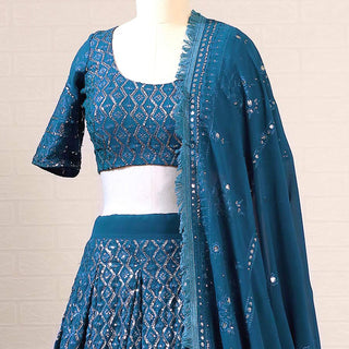 Morpich Sequins Embroidered Georgette Lehenga Choli Clothsvilla