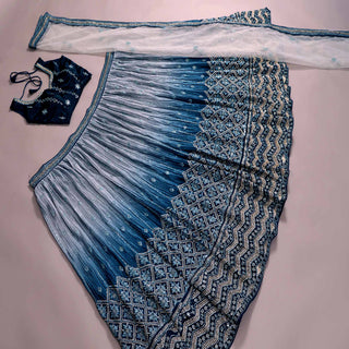 Blue Sequins Embroidered Satin Lehenga Choli Clothsvilla