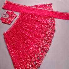 Load image into Gallery viewer, Cherry Red Sequins Embroidered Georgette Lehenga Choli Clothsvilla