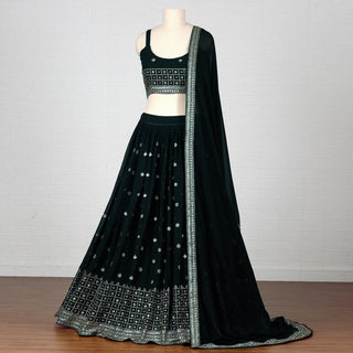 Green Embroidered Georgette Lehenga Choli Clothsvilla