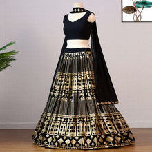 Load image into Gallery viewer, Black Embroidered Georgette Lehenga Choli Clothsvilla