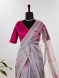 Load image into Gallery viewer, Grey Color Floral &amp; Foil Printed Organza Saree Clothsvilla