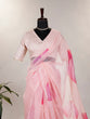 Load image into Gallery viewer, Pink Color Floral &amp; Foil Print Organza Saree Clothsvilla