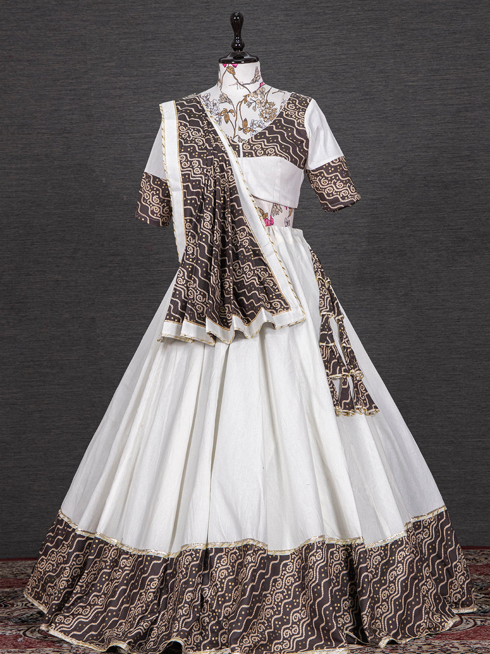 Black Color Foil And Printed Work Cotton Lehenga Choli Clothsvilla