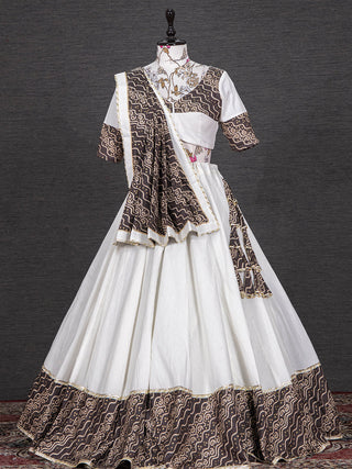 Black Color Foil And Printed Work Cotton Lehenga Choli Clothsvilla