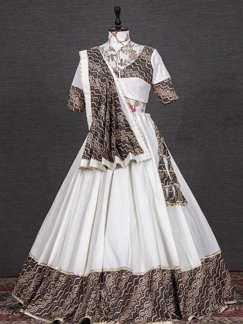 Black Color Foil And Printed Work Cotton Lehenga Choli Clothsvilla Main image