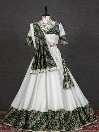 Green Color Foil And Printed Work Cotton Lehenga Choli Clothsvilla