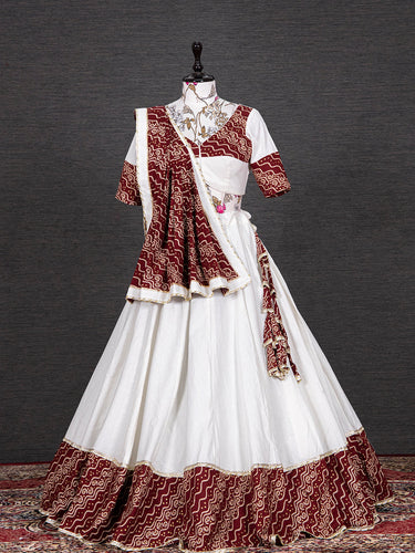 Maroon Color Foil And Printed Work Cotton Lehenga Choli Clothsvilla