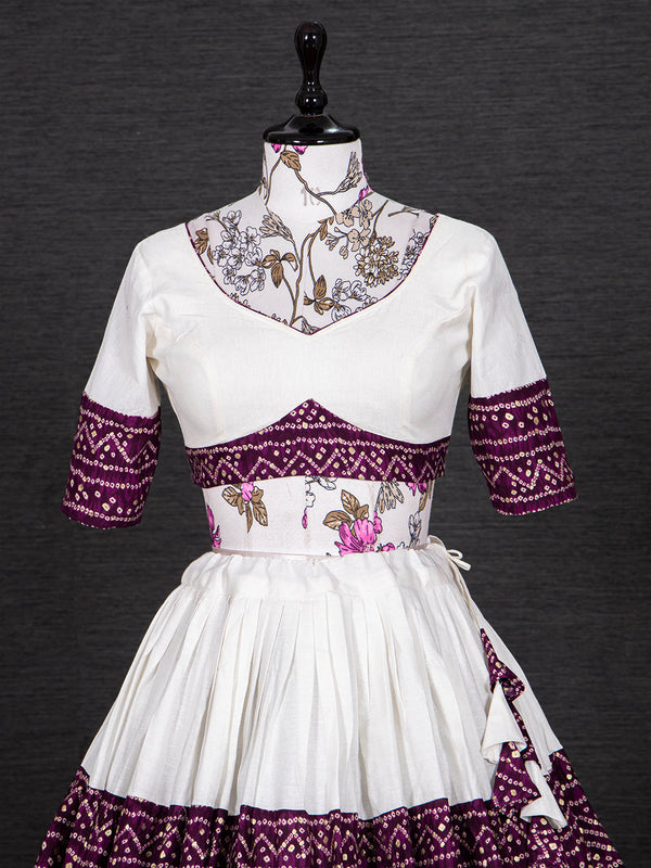 Wine Color Foil And Printed Pure Cotton Lehenga Choli Clothsvilla